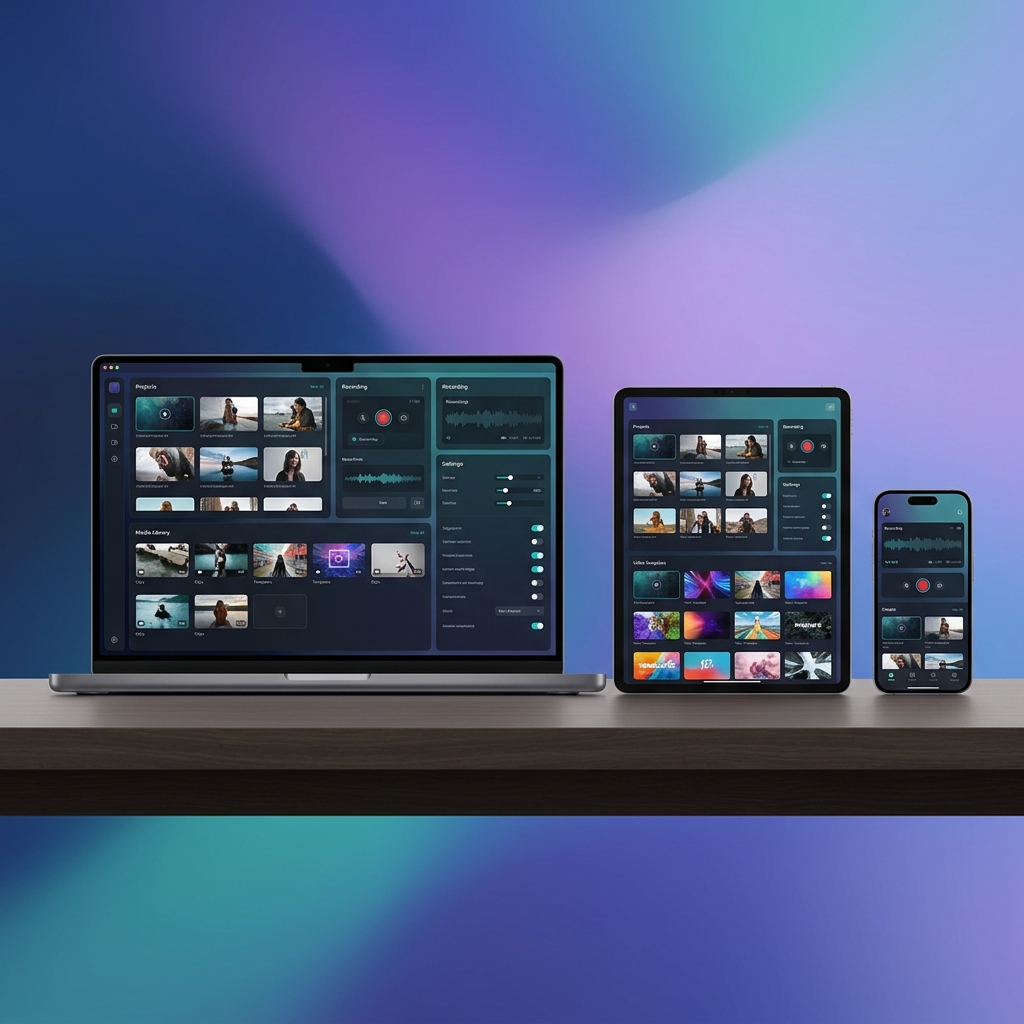 Premium product layout showing the Cubix Capture web application running on both a laptop and a mobile phone screen.