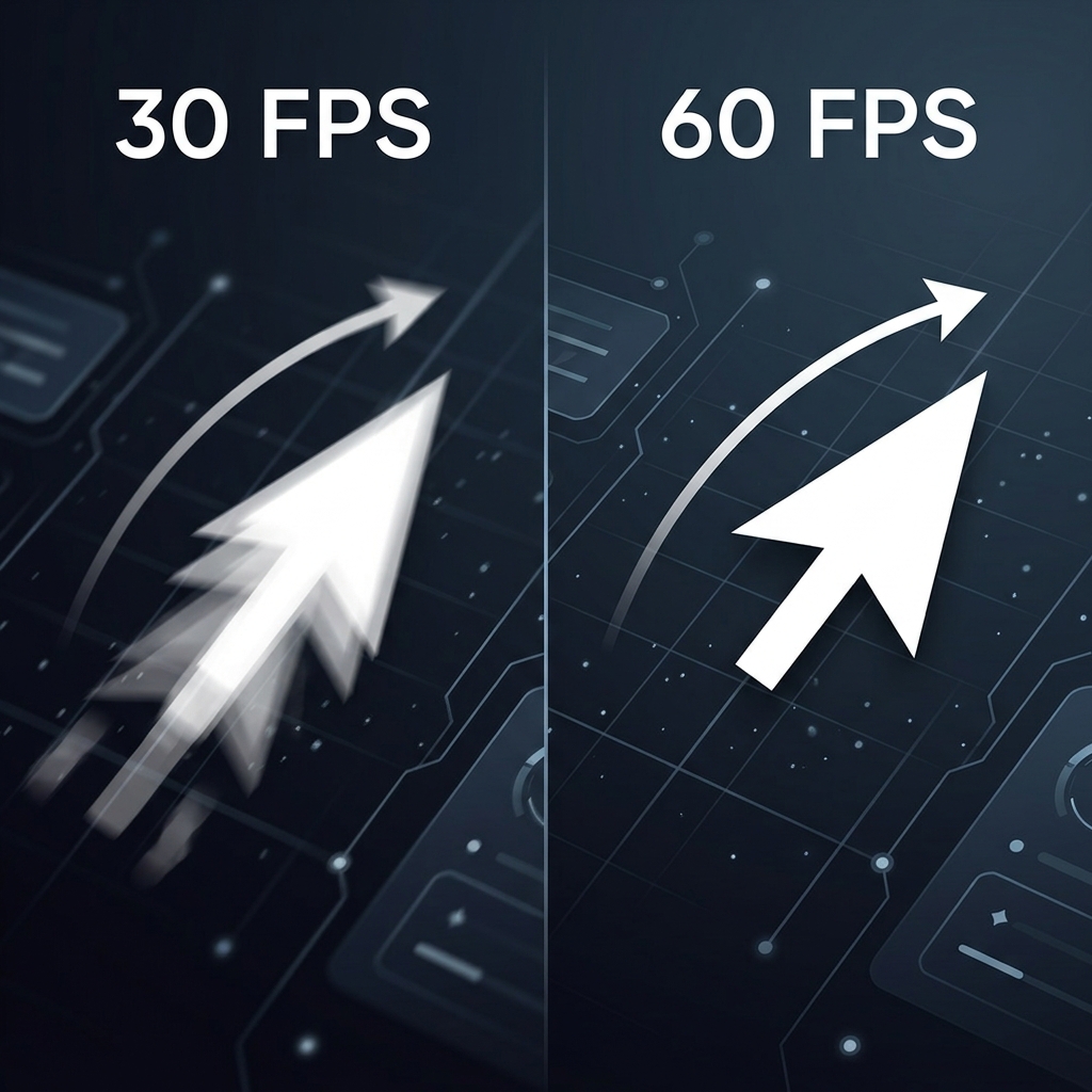A side-by-side comparison of motion blur between 30fps and 60fps recordings