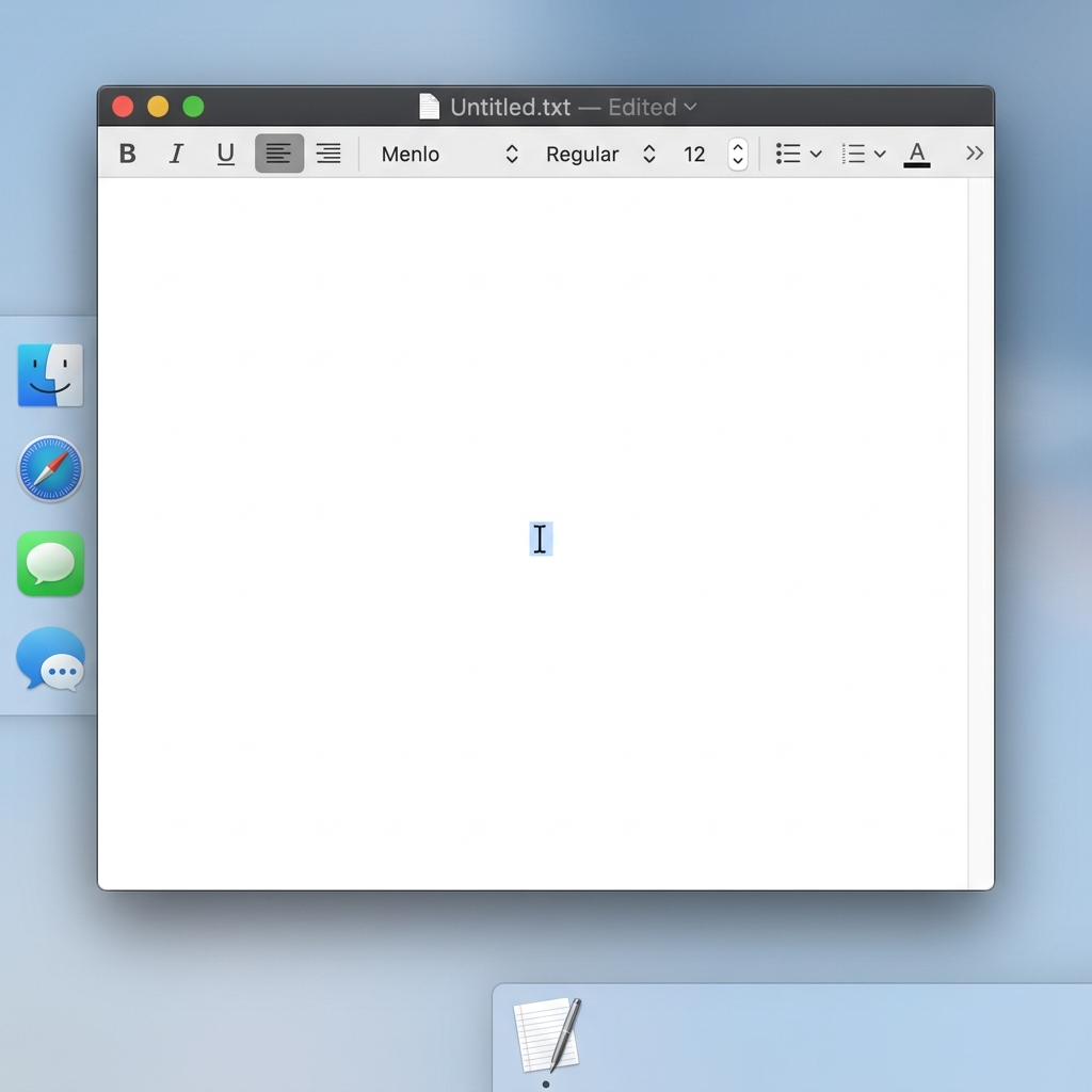A screenshot highlighting a single blank space in TextEdit on macOS.