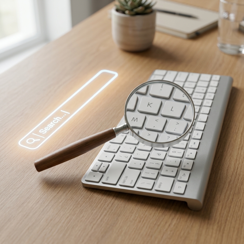 A Mac user searching closely on their monitor for lost clipboard text.