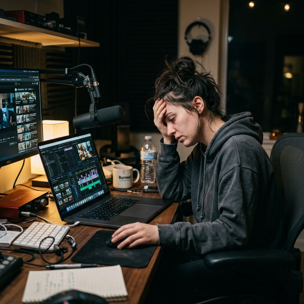 A person at their desk looking slightly exhausted, needing to copy and paste repetitive snippets.