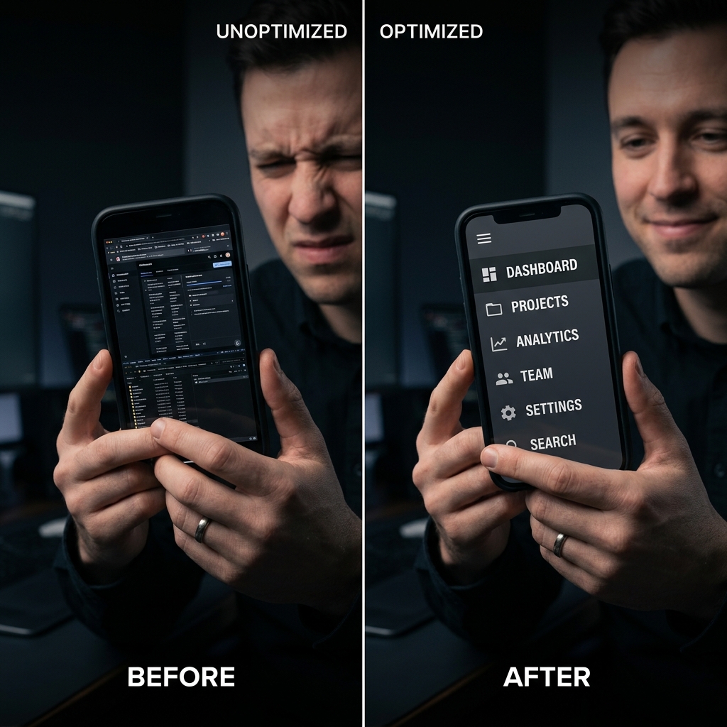 A split-screen comparison showing the legibility difference between raw and zoomed-in mobile videos