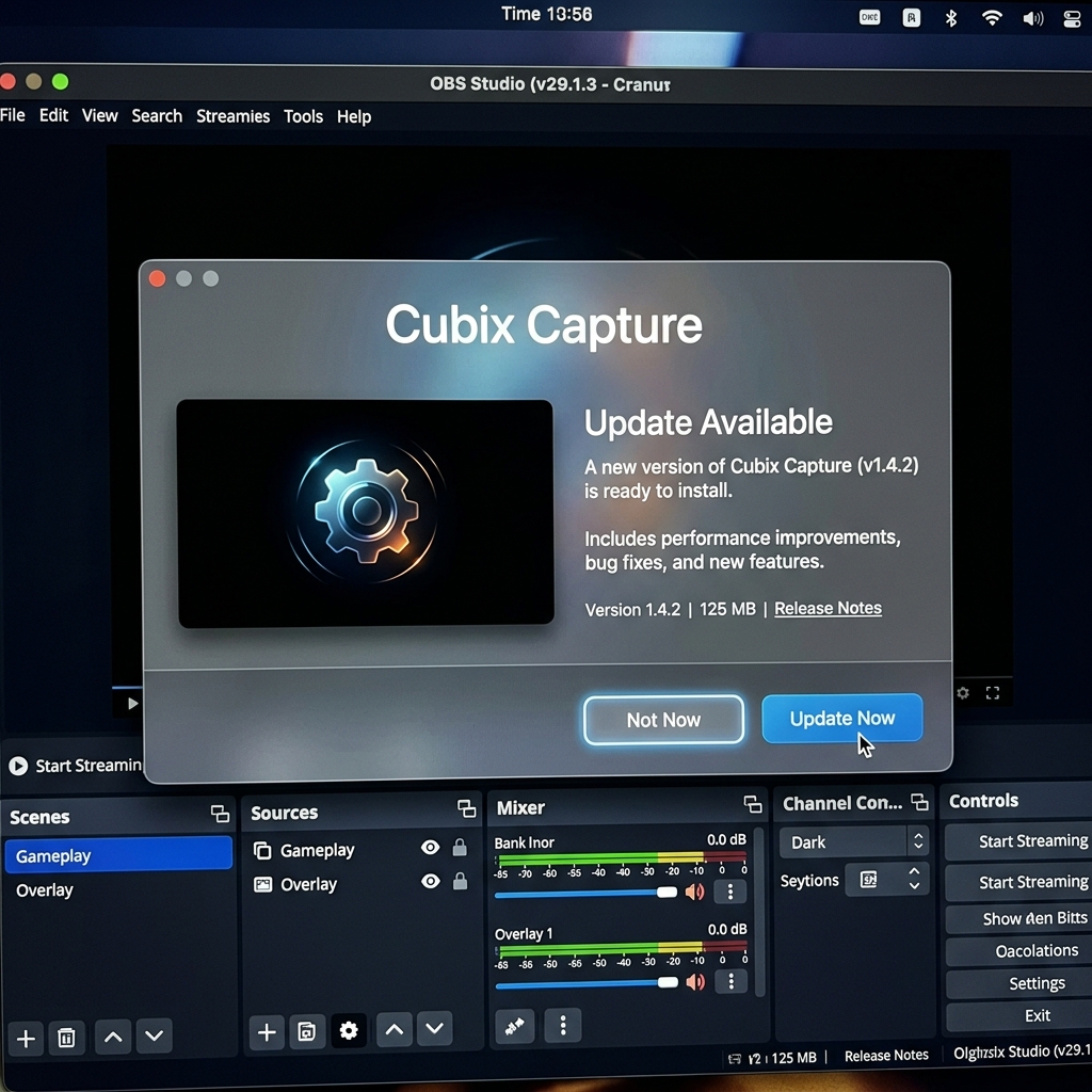 OBS showing a black screen after a software update, with the recovery steps that restore it