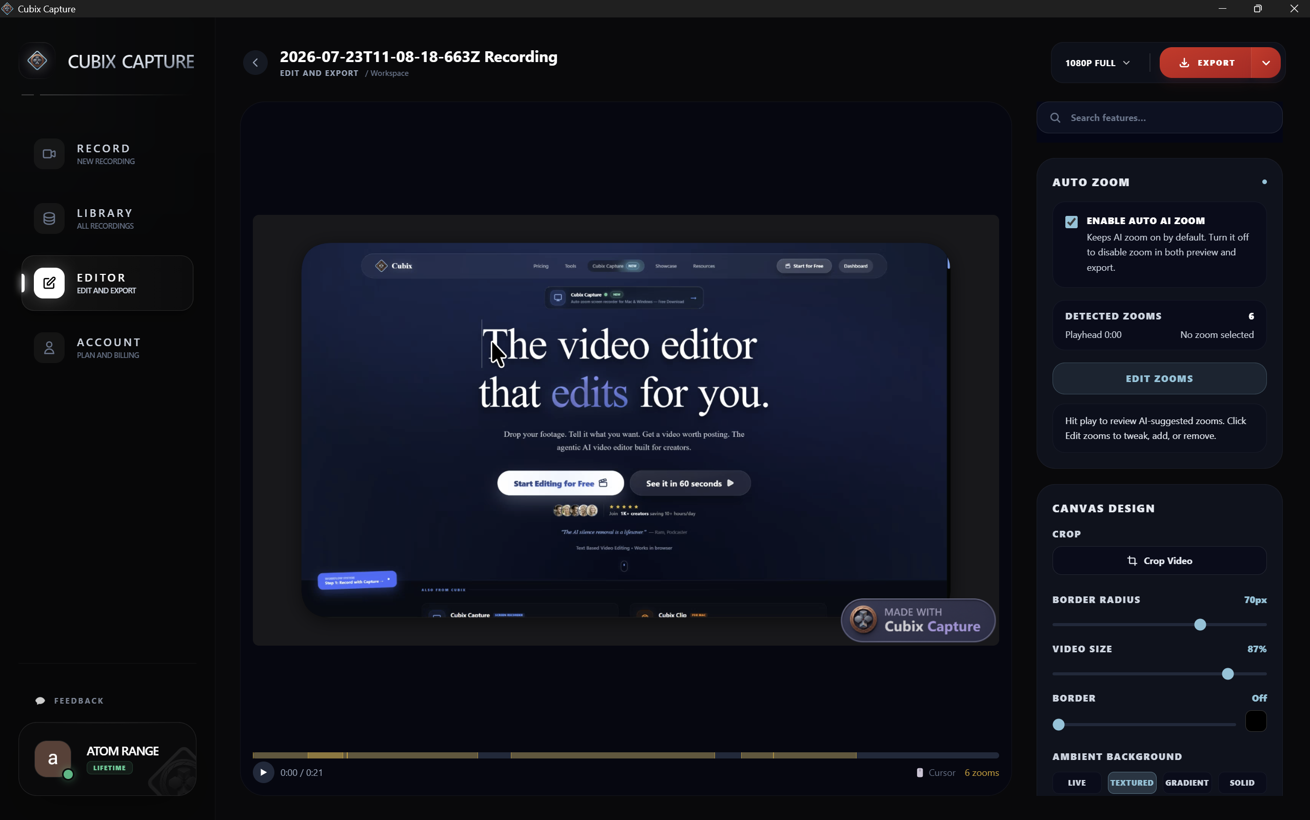 4. Full Screen Capture View
