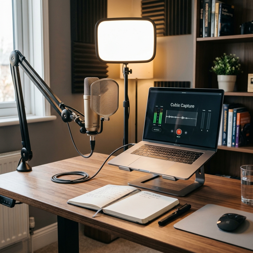 A premium and sleek desktop workstation setup for tutorial recording.
