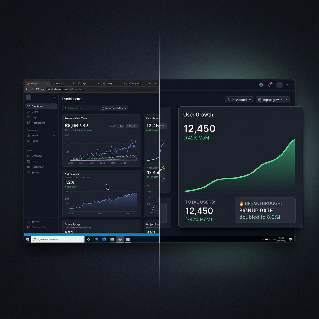 A split-screen visual comparing a messy, unpolished SaaS dashboard recording vs a perfectly zoomed cinematic shot